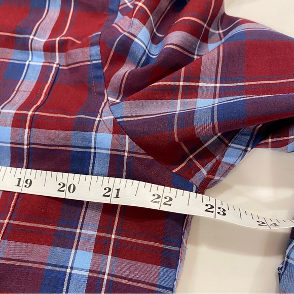Saddlebred Red Blue Plaid Button Down Shirt - Picture 5 of 7